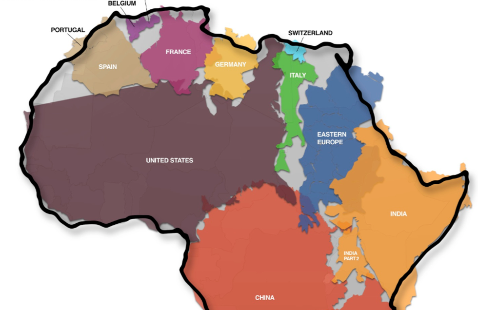 Clever way to see how big Africa is